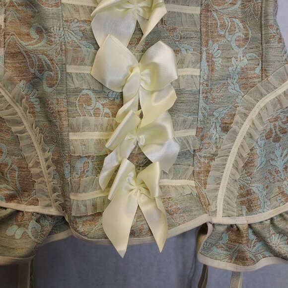 Fredericks of Hollywood Corset Bustier SZ Large Lace Up Jacquard Steampunk Fairy - Picture 3 of 16